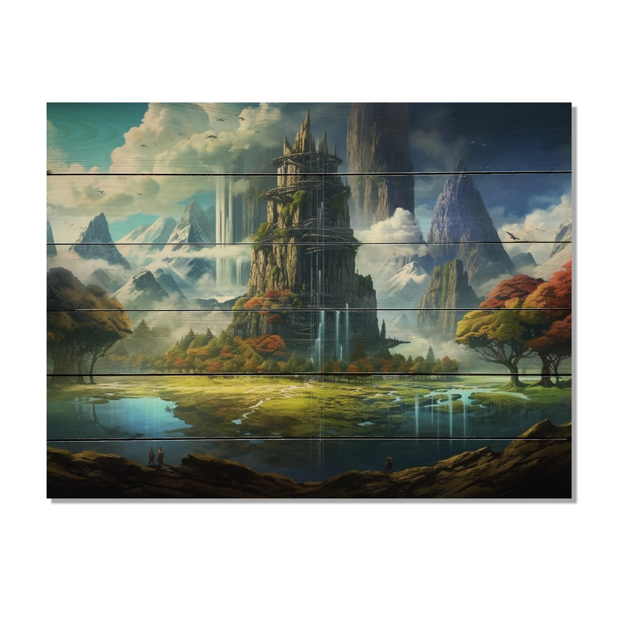Castles Print on Natural Pine Wood M929