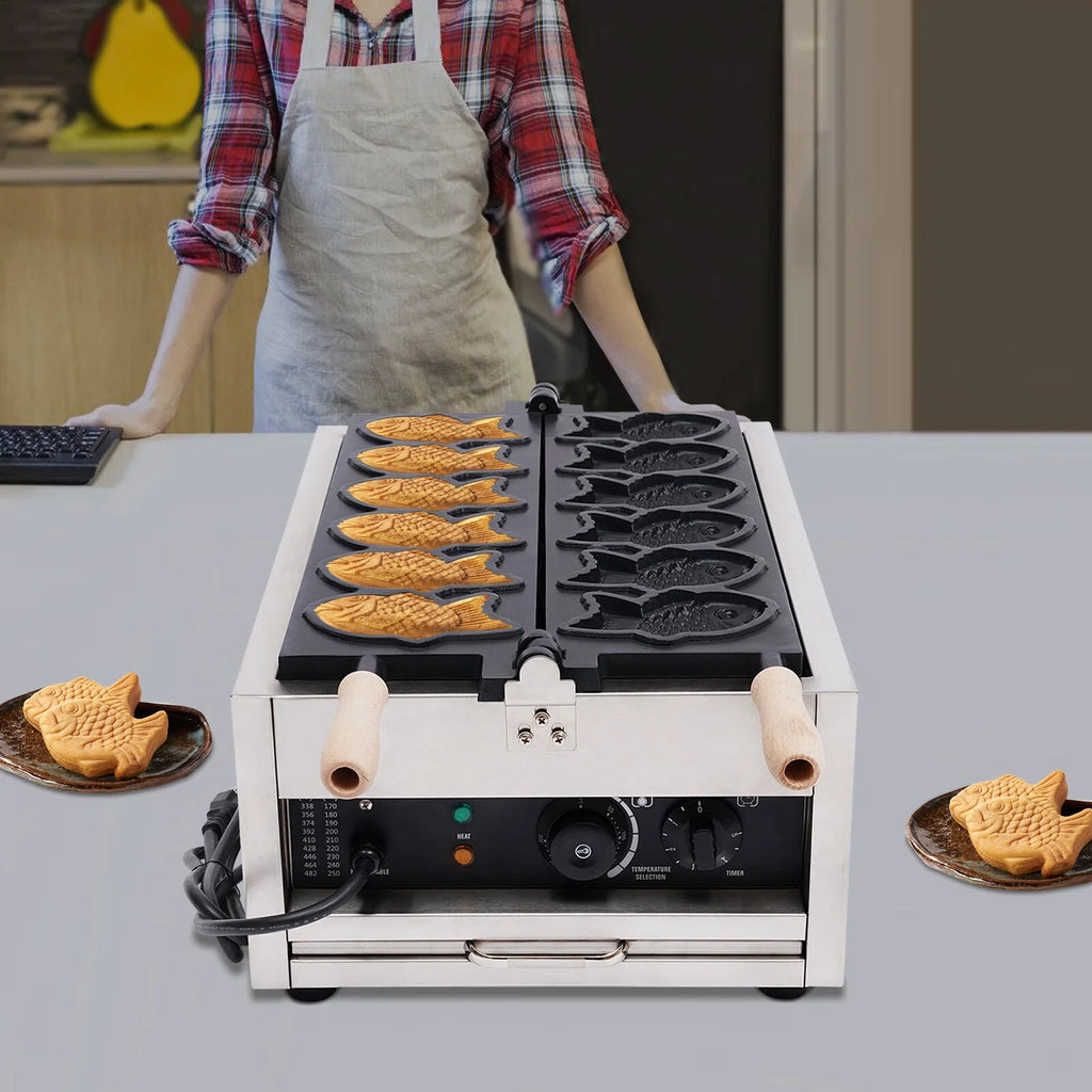 Electric Taiyaki Fish Waffle Maker, Stainless Steel Non-stick Waffle Iron U3700