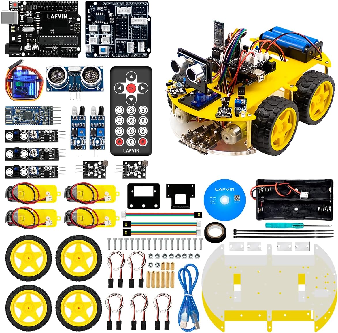 4WD Robot Car Kit STEM Programming Robot Car Compatible with Arduino IDE Y161
