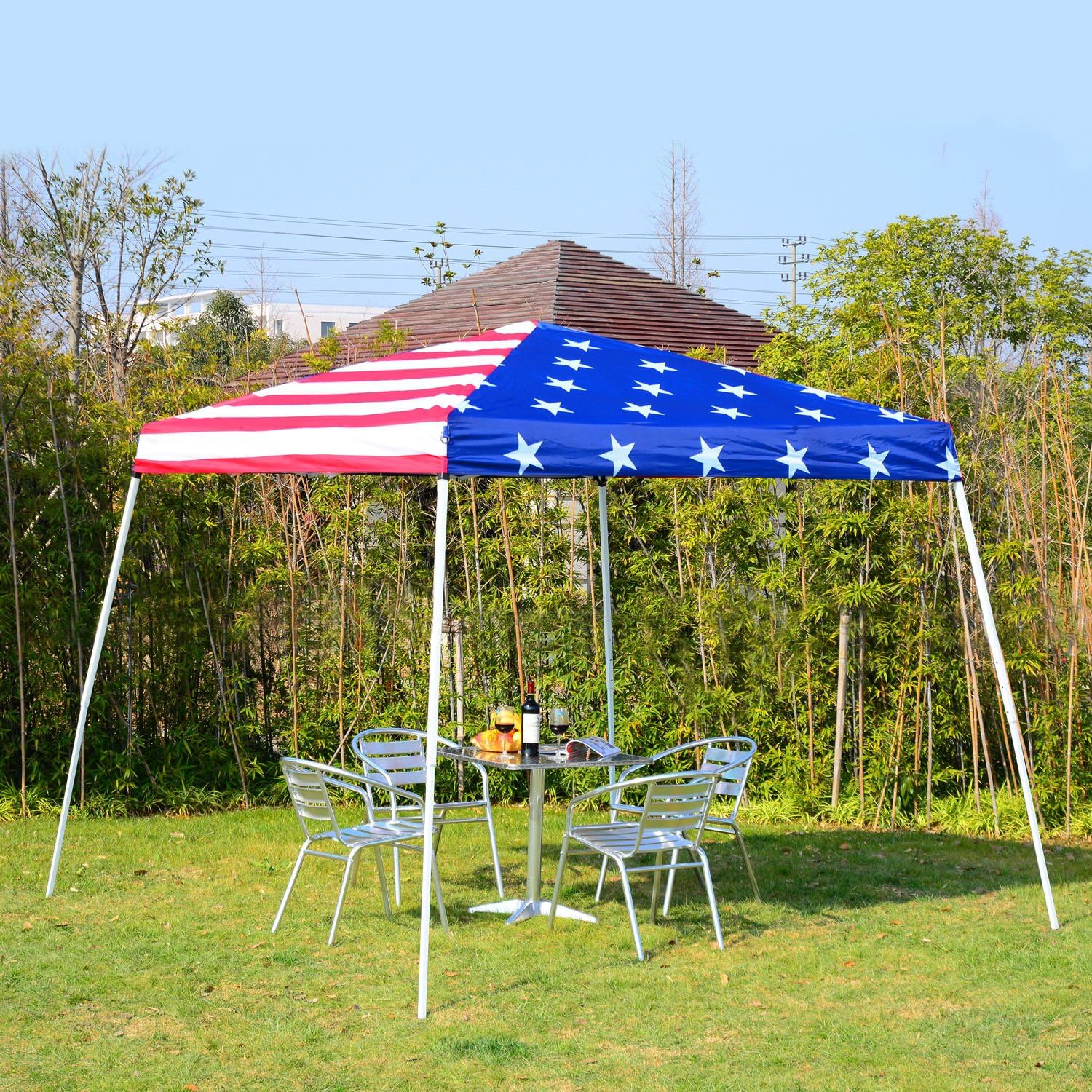 10'x 10' Outdoor Pop Up Canopy Tent with Slanted Legs U722