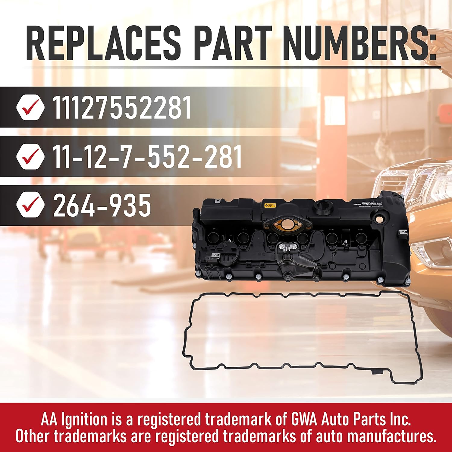 Replacement Engine Valve Cover with Gasket, 2.5L, 3.0L, Replaces 11127552281 I938839