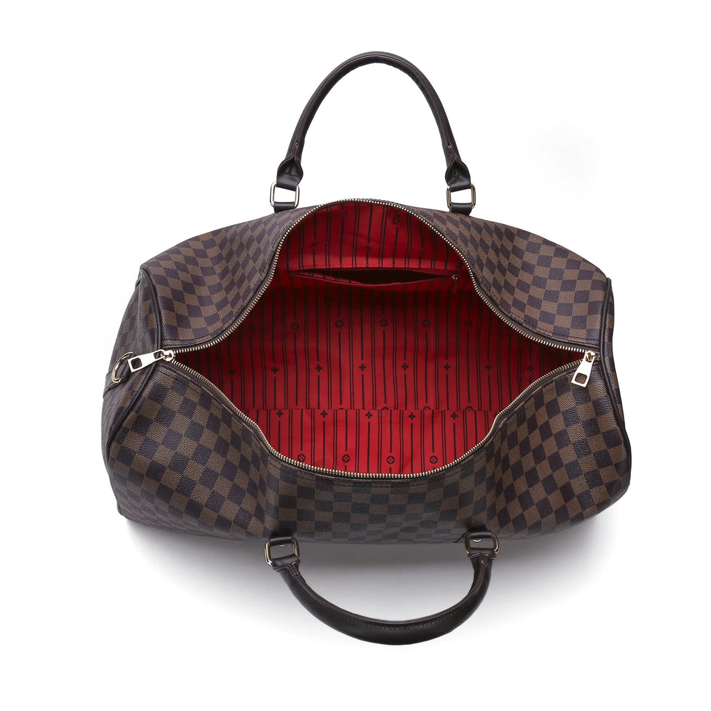 Brown Checkered Travel Duffel Bag N89616