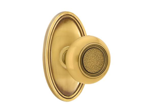 French Antique Brass Finish Passage Knob with Oval Rose L5867