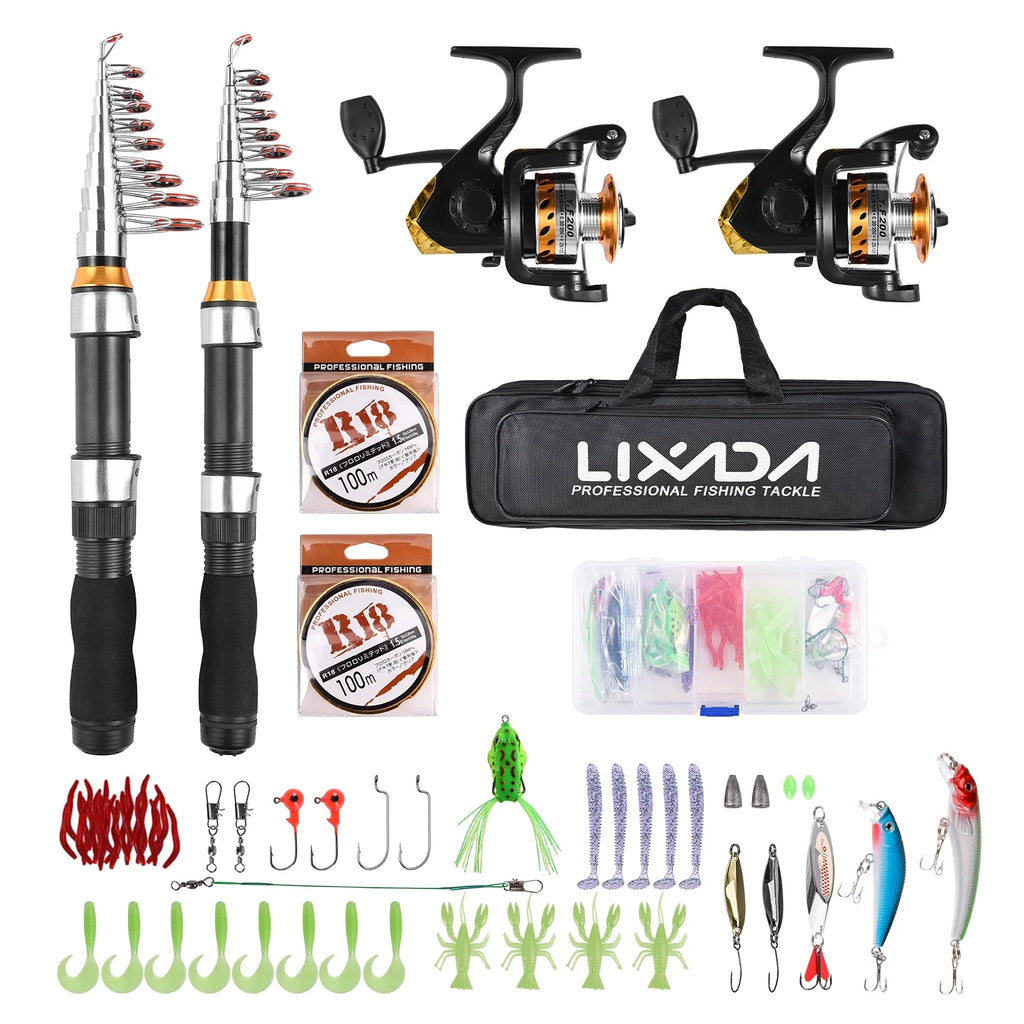 Spinning Rod Kit 2.1m Combo Set with Soft Lures and Rod Reel Z151164