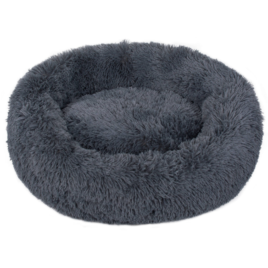 White Medium Round Fauxfur Pet Bed V69791