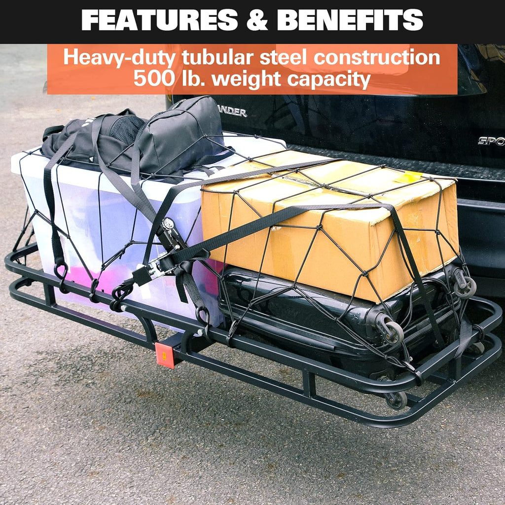Hitch Mount Cargo Carrier with Net and Strap D215020