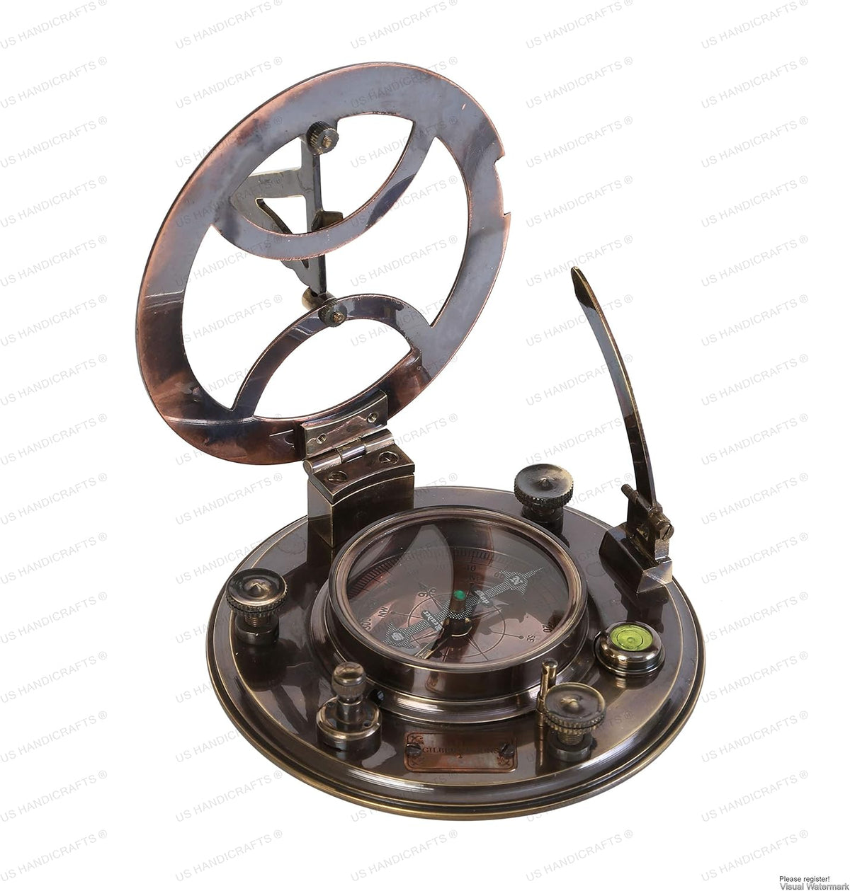 Sundial Compass Black Wooden Case Engraved Brass Pack of 2 Y11253