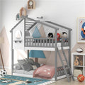 Gray Twin Over Twin Solid Wood Bunk Bed with Ladder L82019