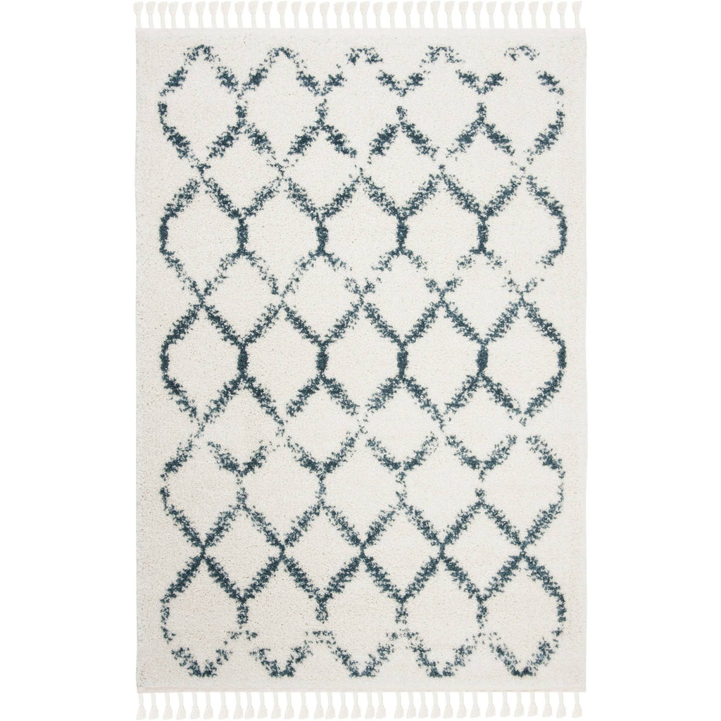 Cream / Blue Shag Rug S20561