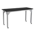 Heavy Duty Fixed Height Table with Casters 24 in. x 60 in. x 30 in. Grey Frame Black Top G814628
