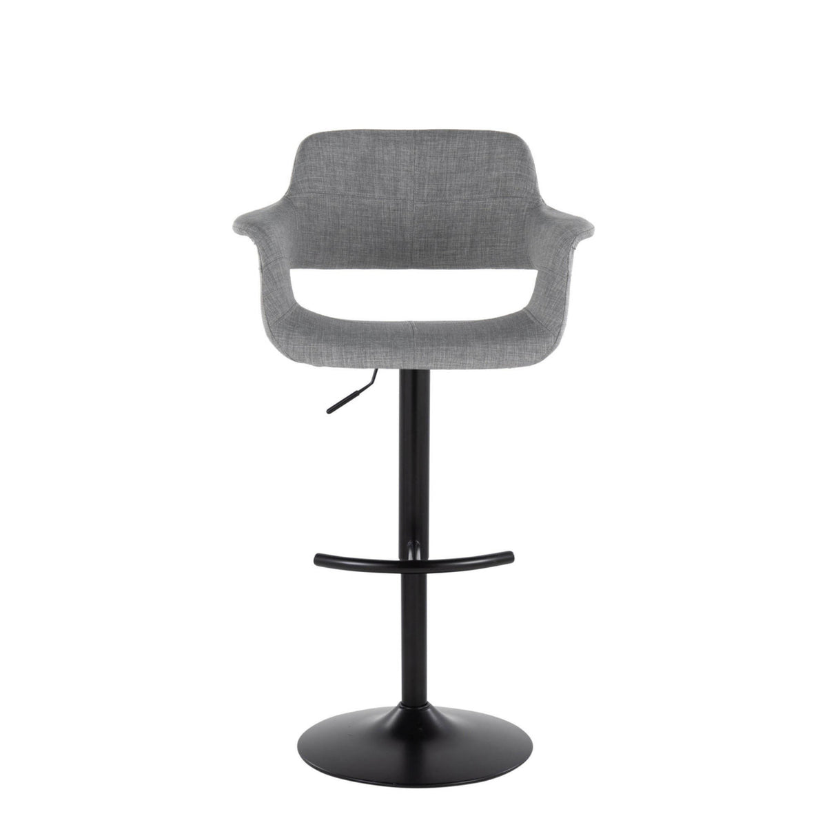 Adjustable Swivel Barstool in Black Metal and Light Grey Fabric O473