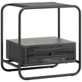 Industrial Glass Top Metal End Table A11039