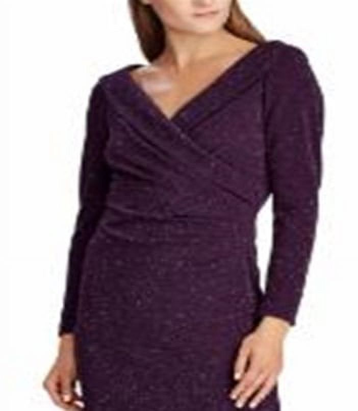 Purple Surplice Dress Size 14 Petite Z1656