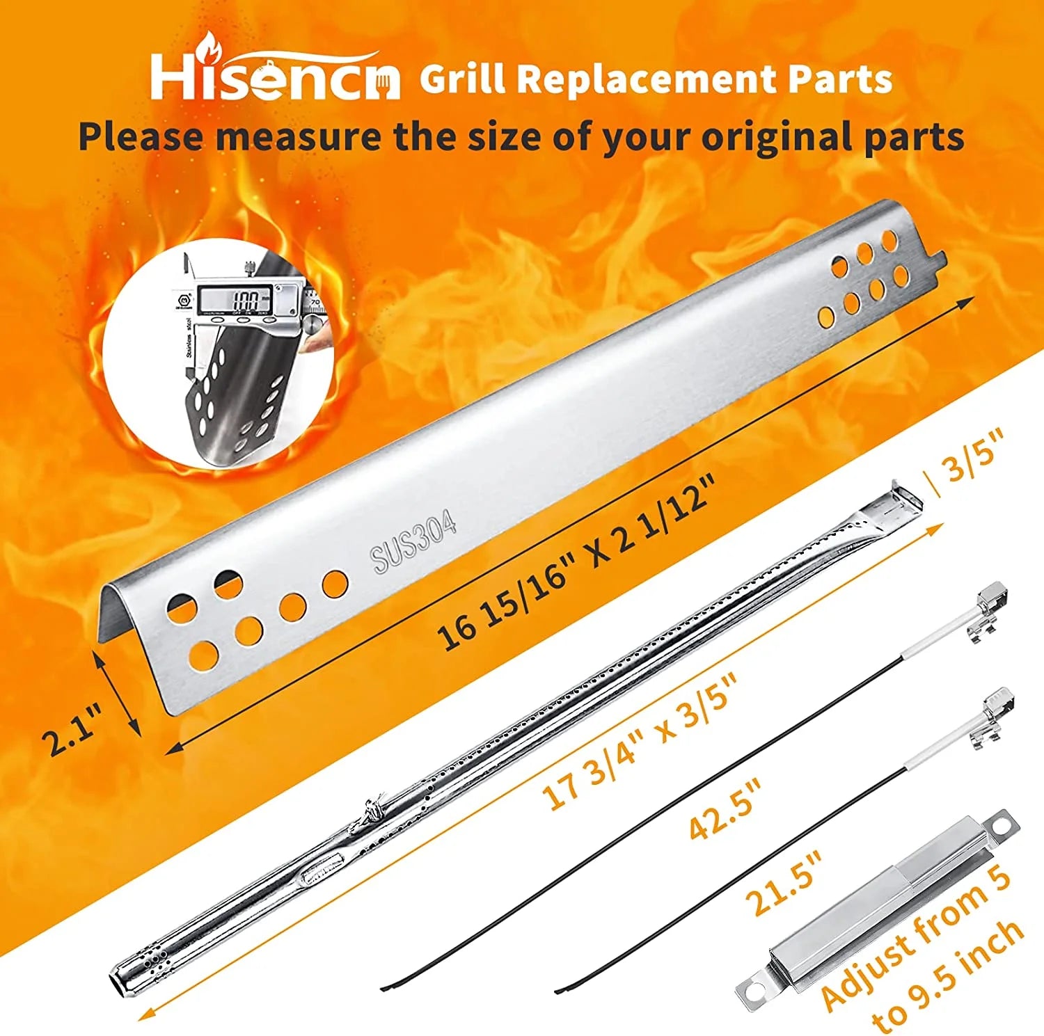 4 Burner Grill Replacement Burner and Heat Plates P7142