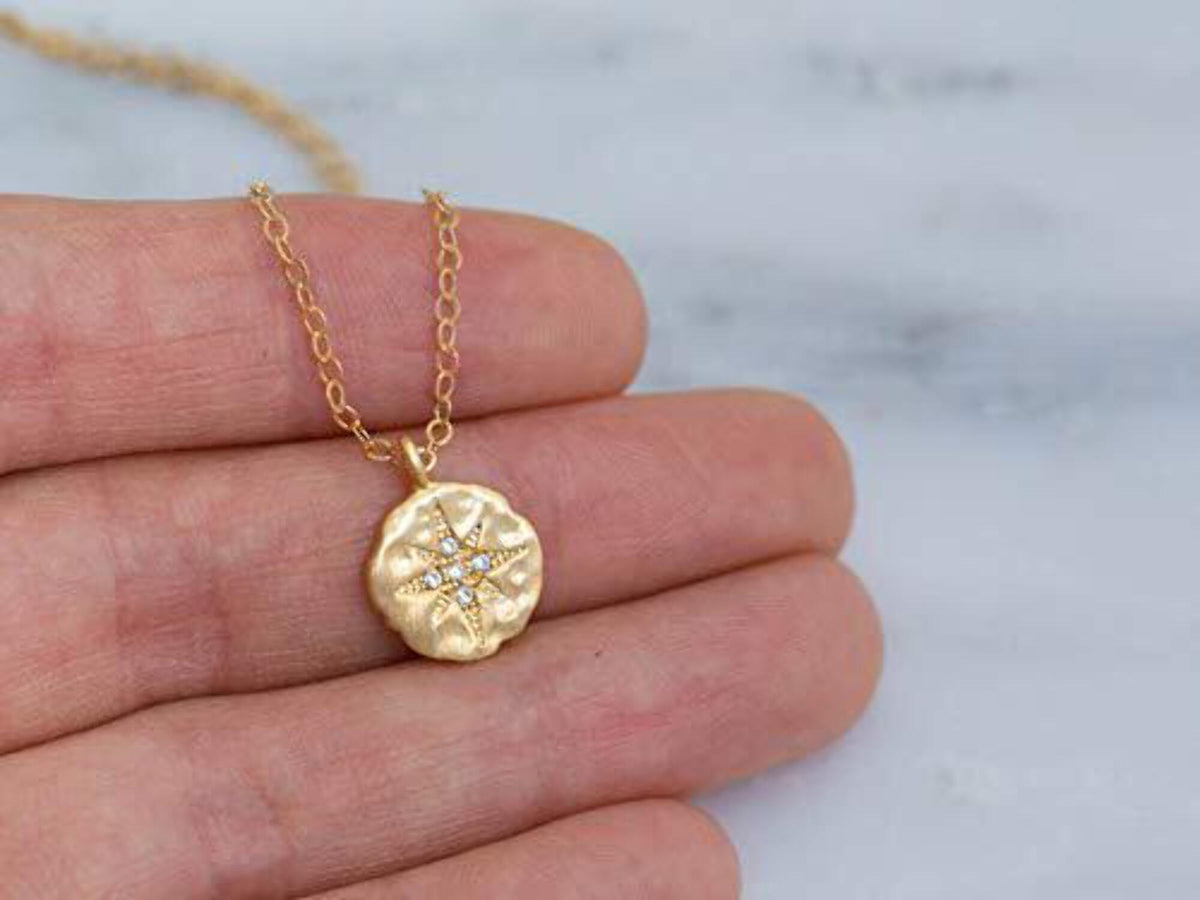 Gold Necklace Diamond Starburst Jewelry E115395
