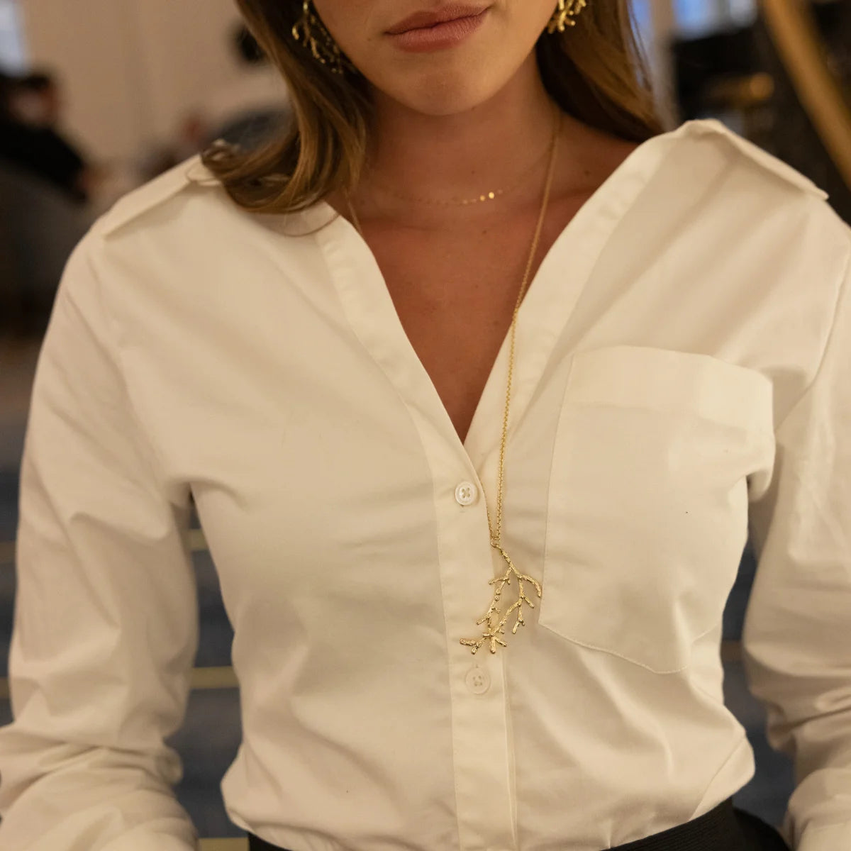 Gold Branch Statement Necklace X289501