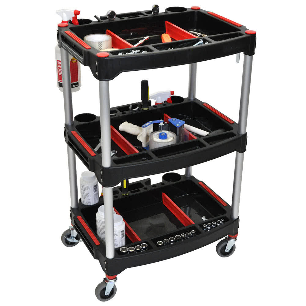 Black/ Red 3-Shelf Multipurpose Cart A8869