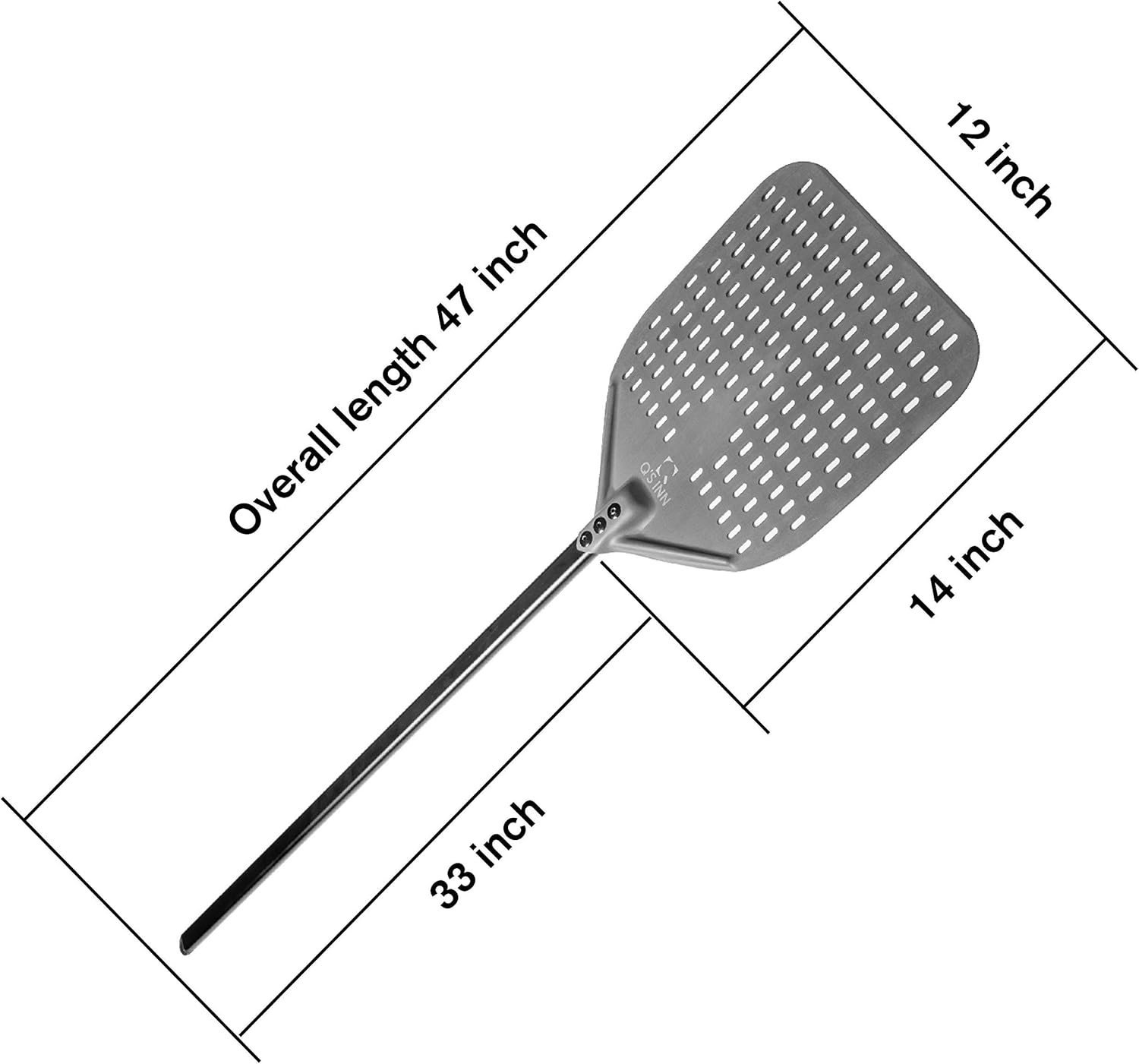 Perforated Pizza Peel 12x14 Inch with 33 Inch Handle Anodized Aluminum, Pack of 2 U419916