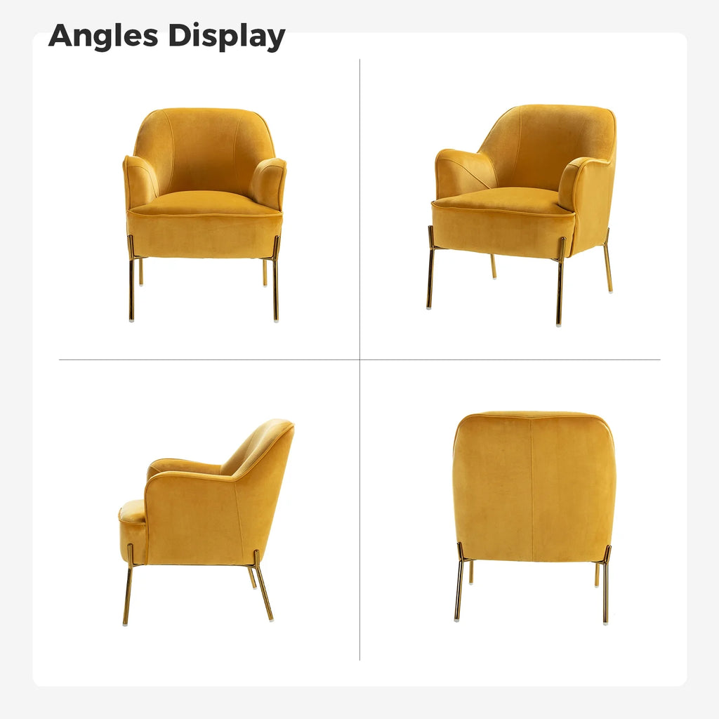 Mustard Velvet Accent Chair with Metal Legs G5419