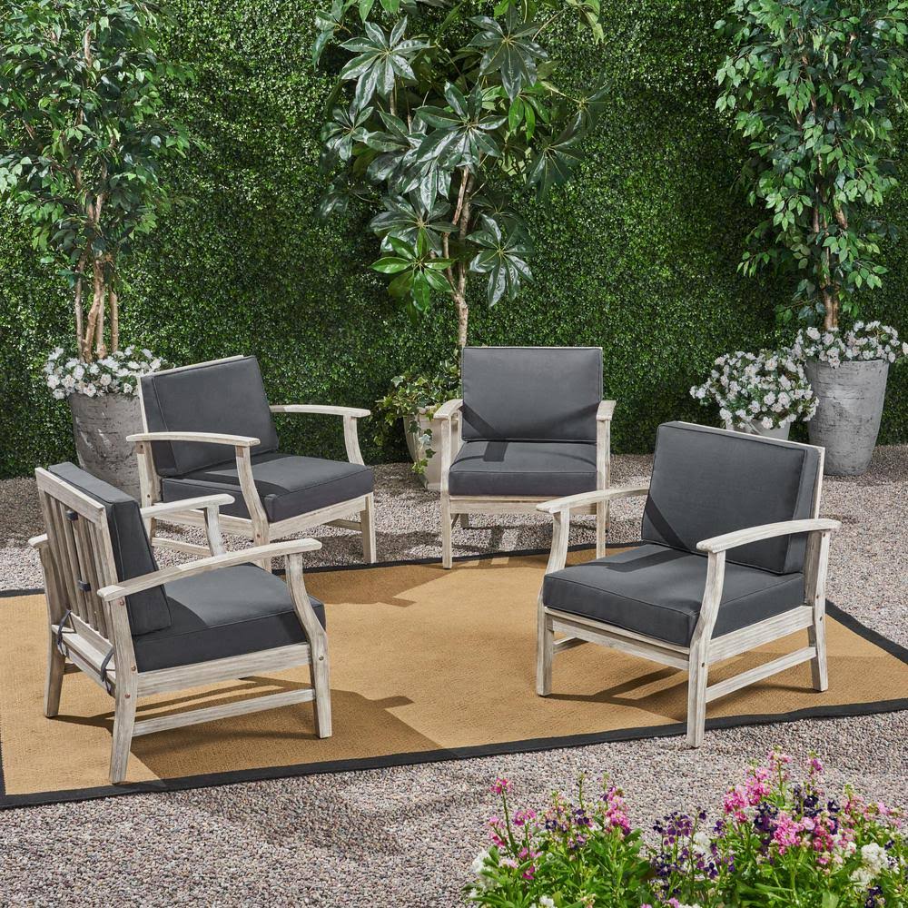 Gray Acacia Wood Club Chair (Set of 4) X354