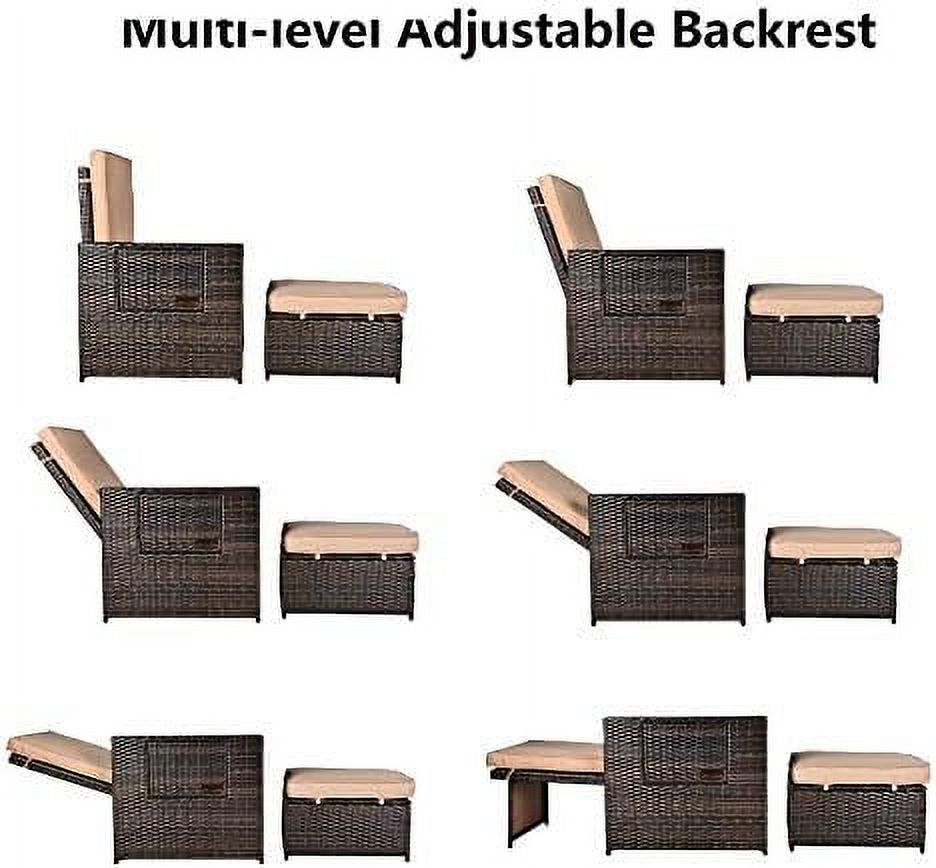Wicker Loveseat with Cushion and Ottoman Footrest P257654