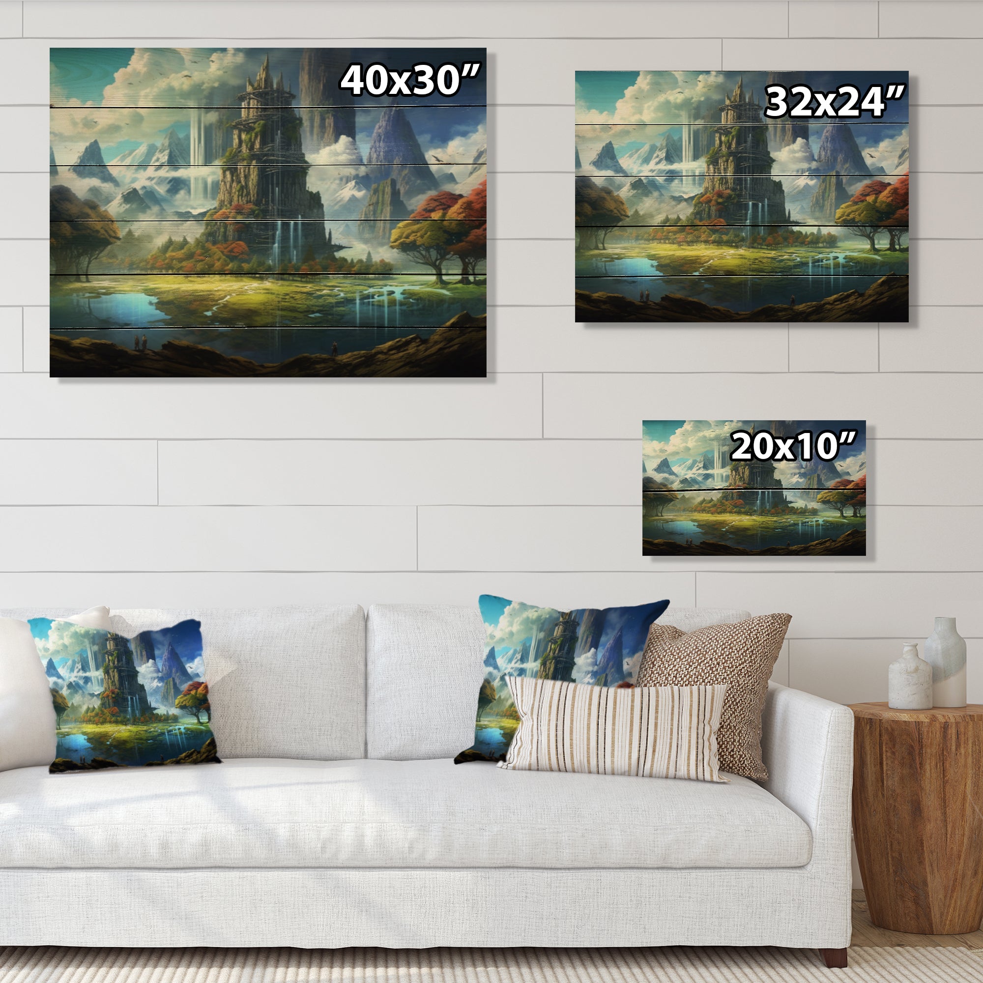 Castles Print on Natural Pine Wood M929