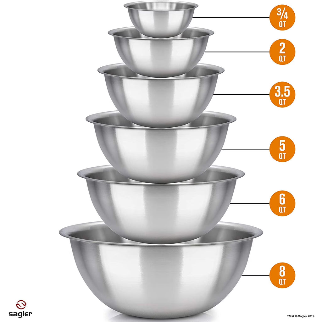 Set of 6 Stainless Steel Mixing Bowls Q854