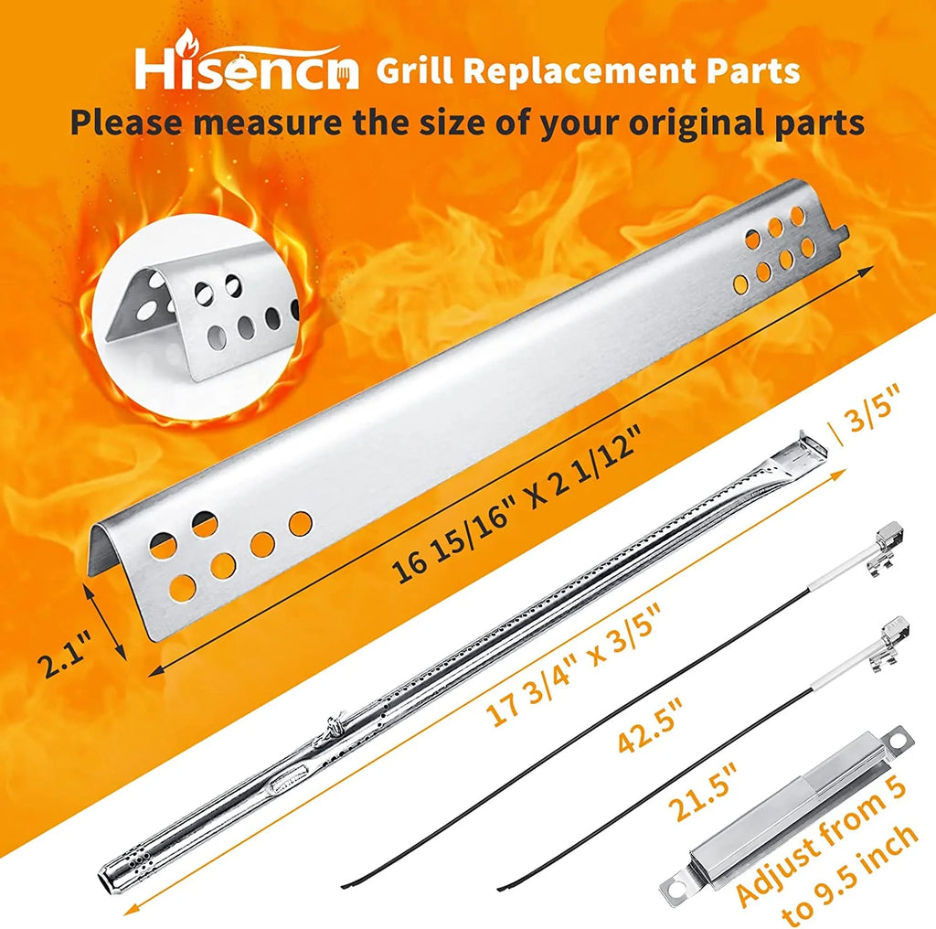 4 Burner Grill Replacement Burner and Heat Plates P7142