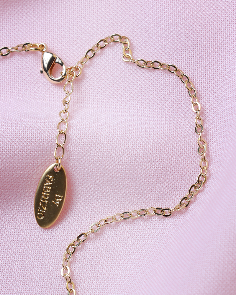 Pink Heart Charm Gold-Plated Chain Necklace C319912