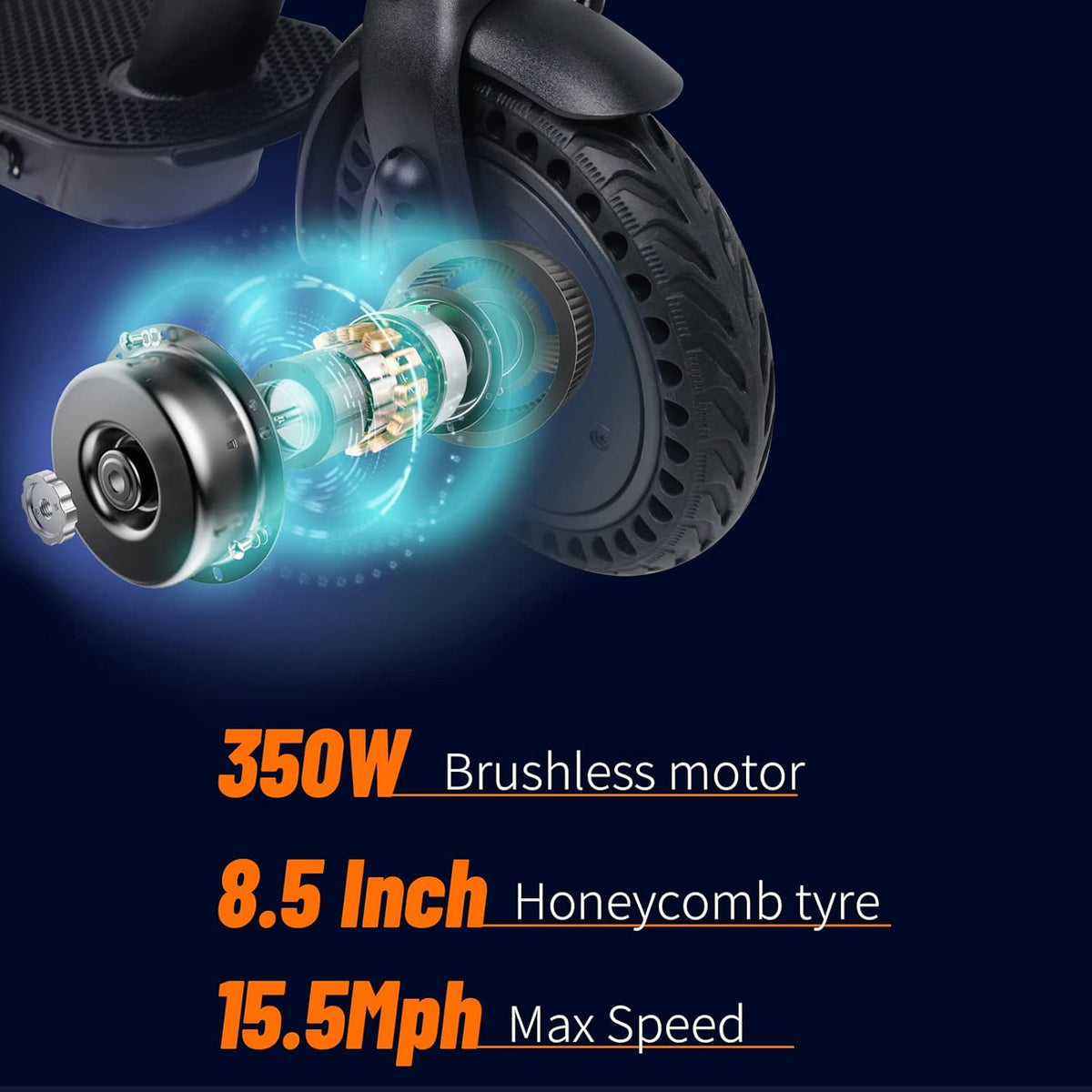 Foldable Electric Scooter with 350W Motor, 8.5 Inch Solid Tire R593