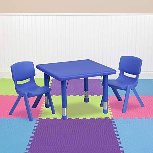 Blue Plastic Height Adjustable Activity Table Set with 2 Chairs T519
