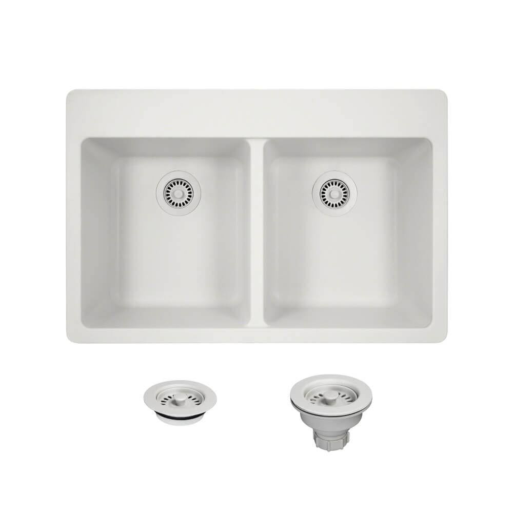 Silver Double Basin Drop-in Kitchen Sink V421968