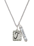 Silvertone Initial Bar Charm Necklace, 23" T5025