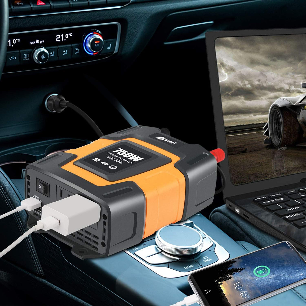 750W Power Inverter 12V DC to 110V AC Converter with Dual USB Dual AC Outlets E601