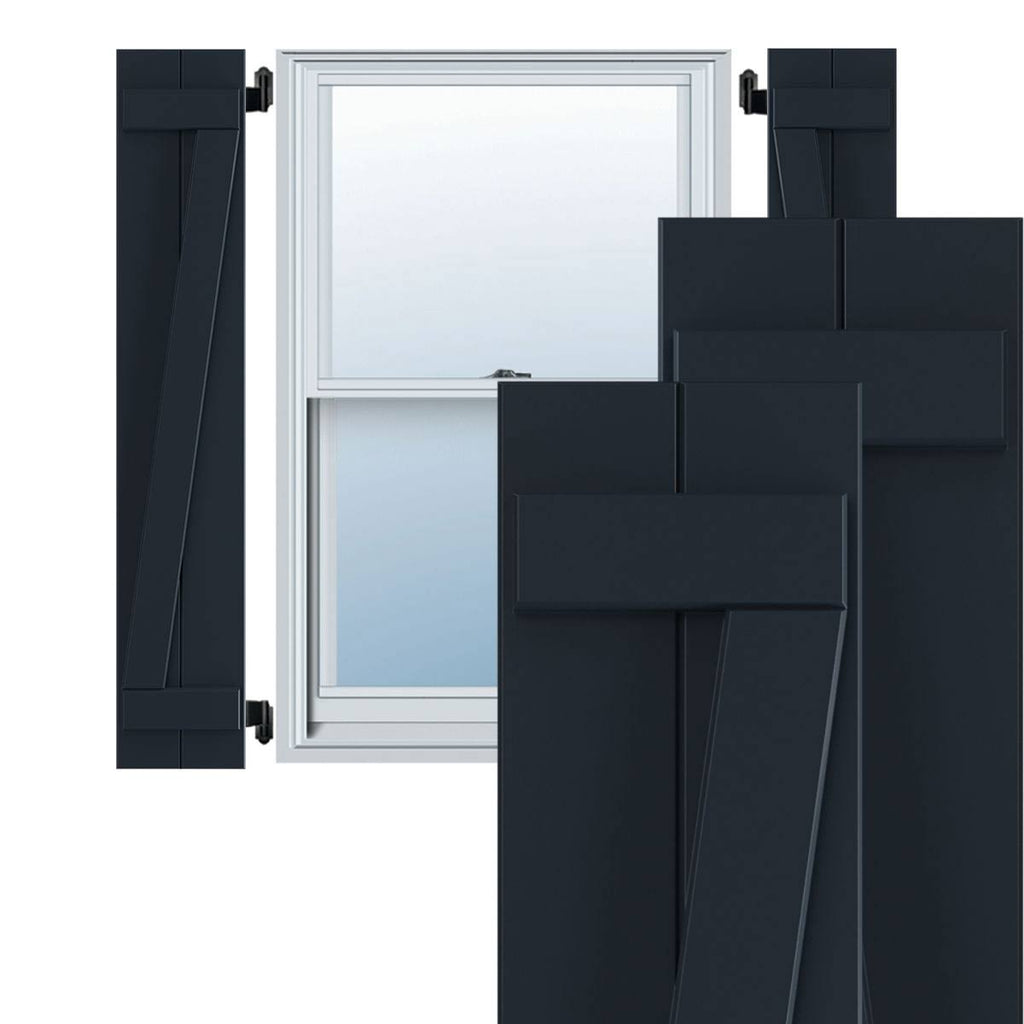 Starless Night Blue PVC Board and Batten Shutters (Per Pair) L637725