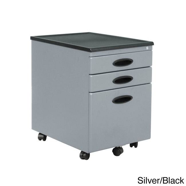 Silver Metal Mobile File Cabinet with Wheel Casters K742958