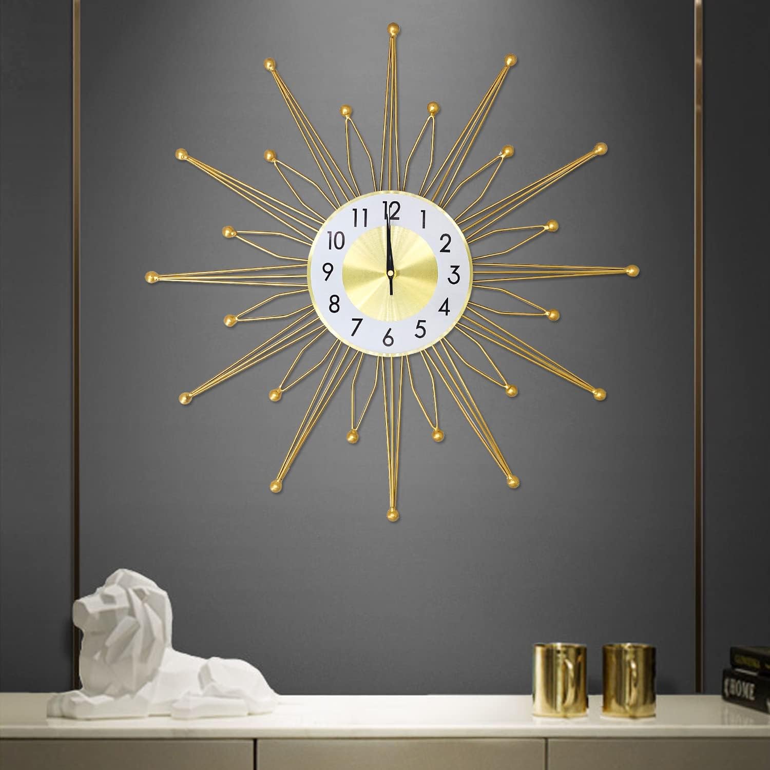 Large Wall Clock Metal Decorative Silent Non-Ticking, Dia 21.6 inch M828