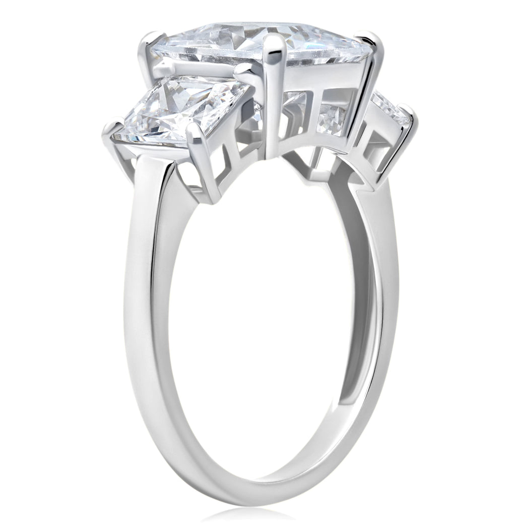 Princess Cut Cubic Zirconia Three Stone Ring in 10k White Gold K56655