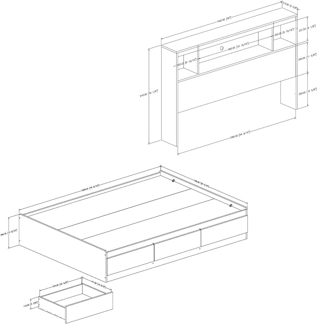 Full Mates Bed With Bookcase Headboard M22462