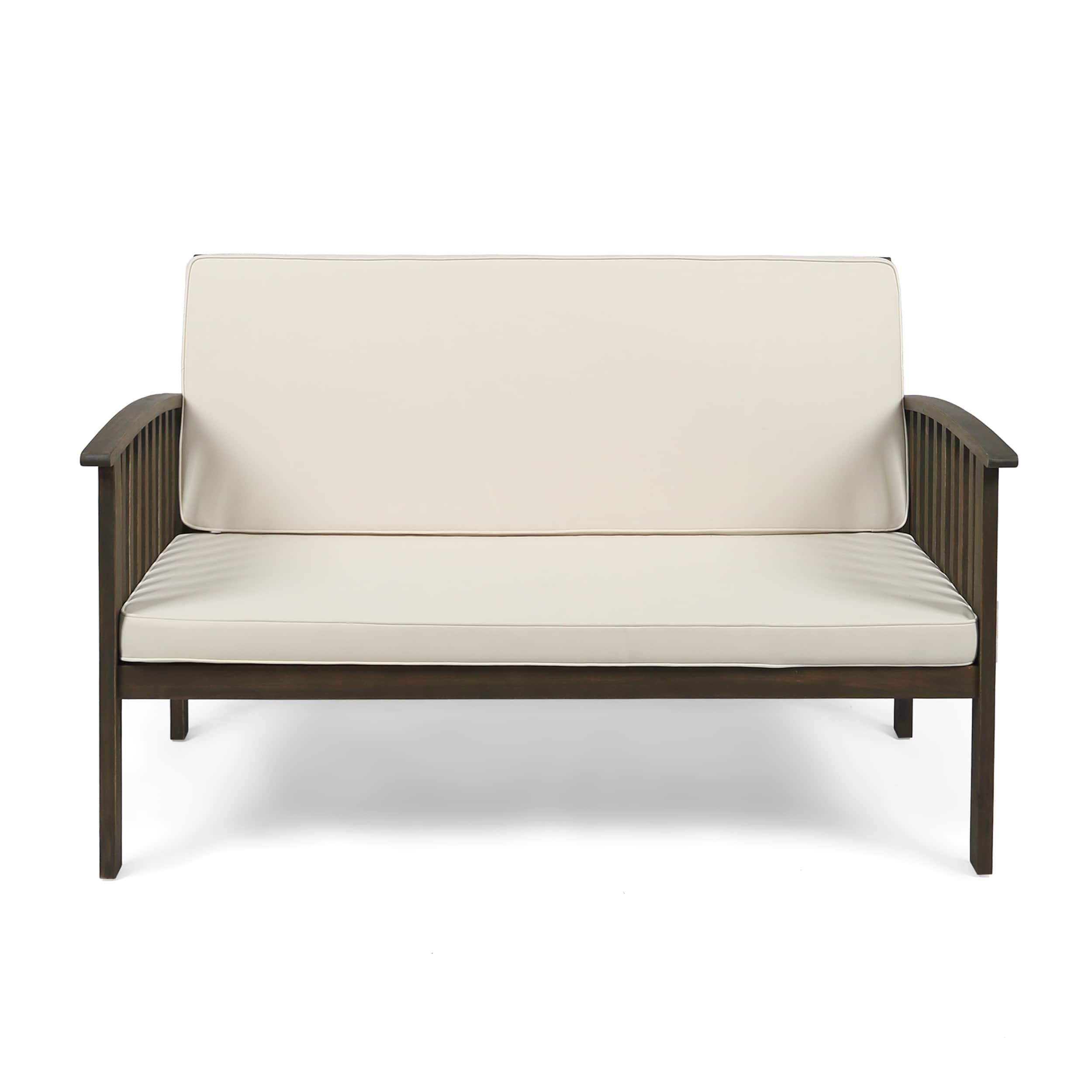 Gray Cream Acacia Wood Loveseat F793883