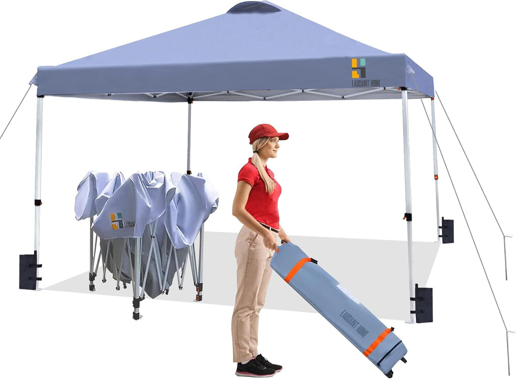 10FTx10FT Blue Pop Up Canopy Tent with Roller Bag O234914