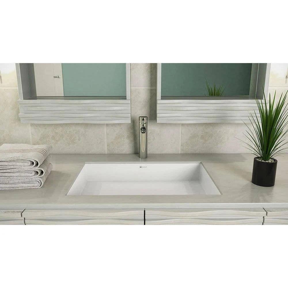 White Solid Surface Rectangular Undermount Lavatory C1095