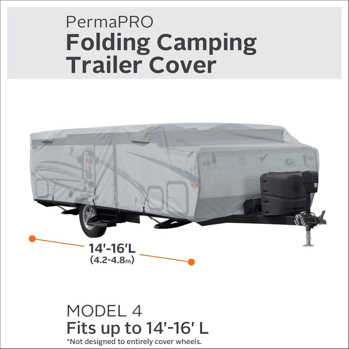Folding Camping Trailer Cover, Fits 14' - 16'L Trailers Z1847