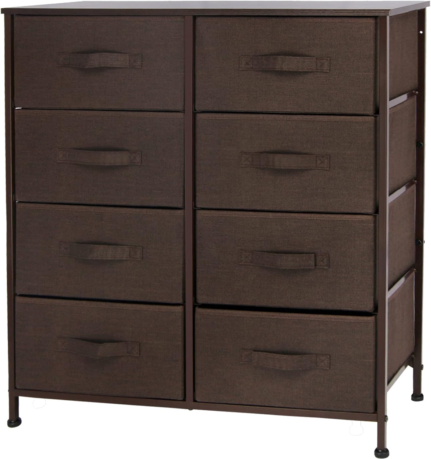 Gray/White 8 Drawer Fabric Dresser T603