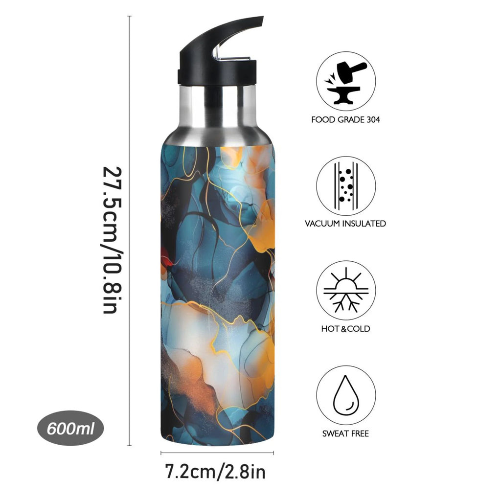 20 oz Stainless Steel Insulated Water Bottle with Straw Lid X9541