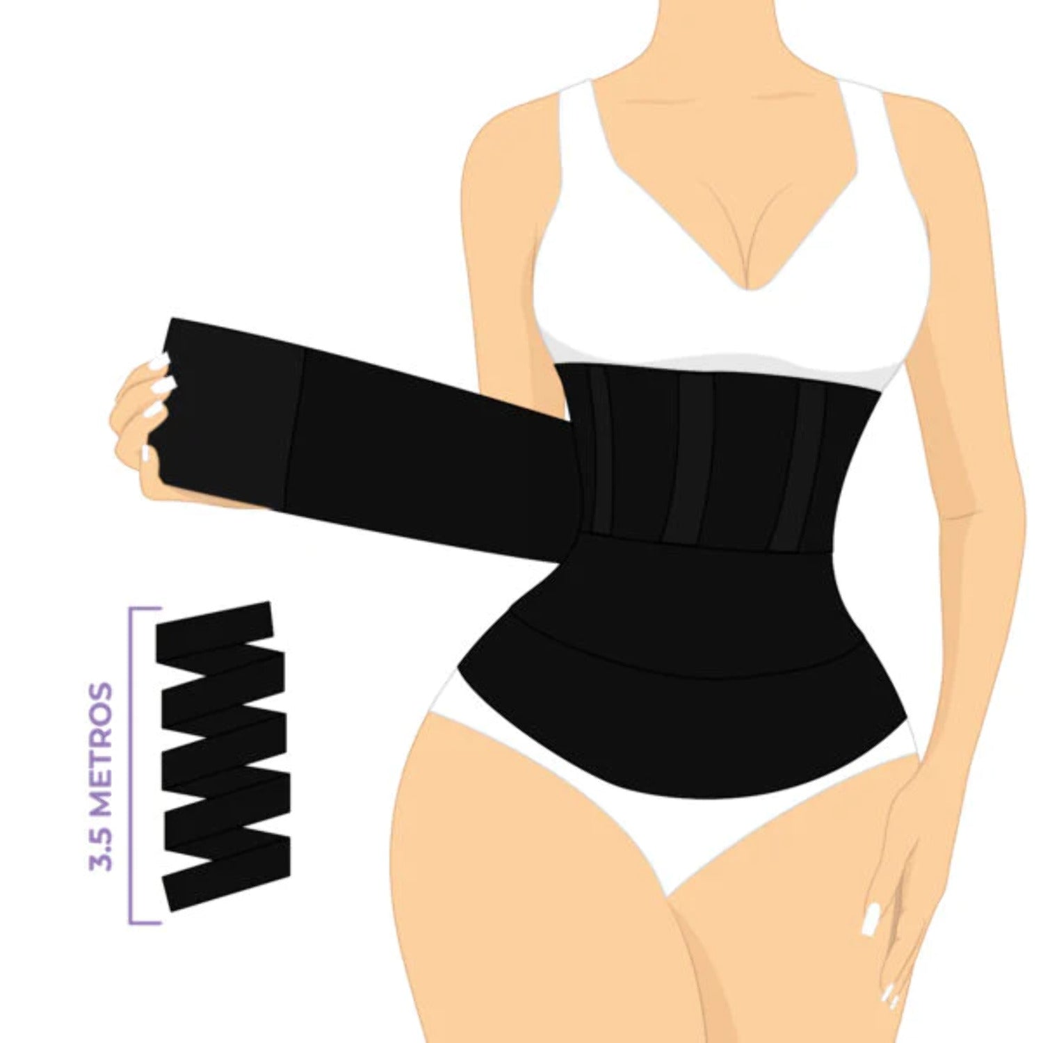 Black Compression Waist Trainer Wrap S472