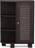 White Storage Shelf Cabinet with Louver Door S70839