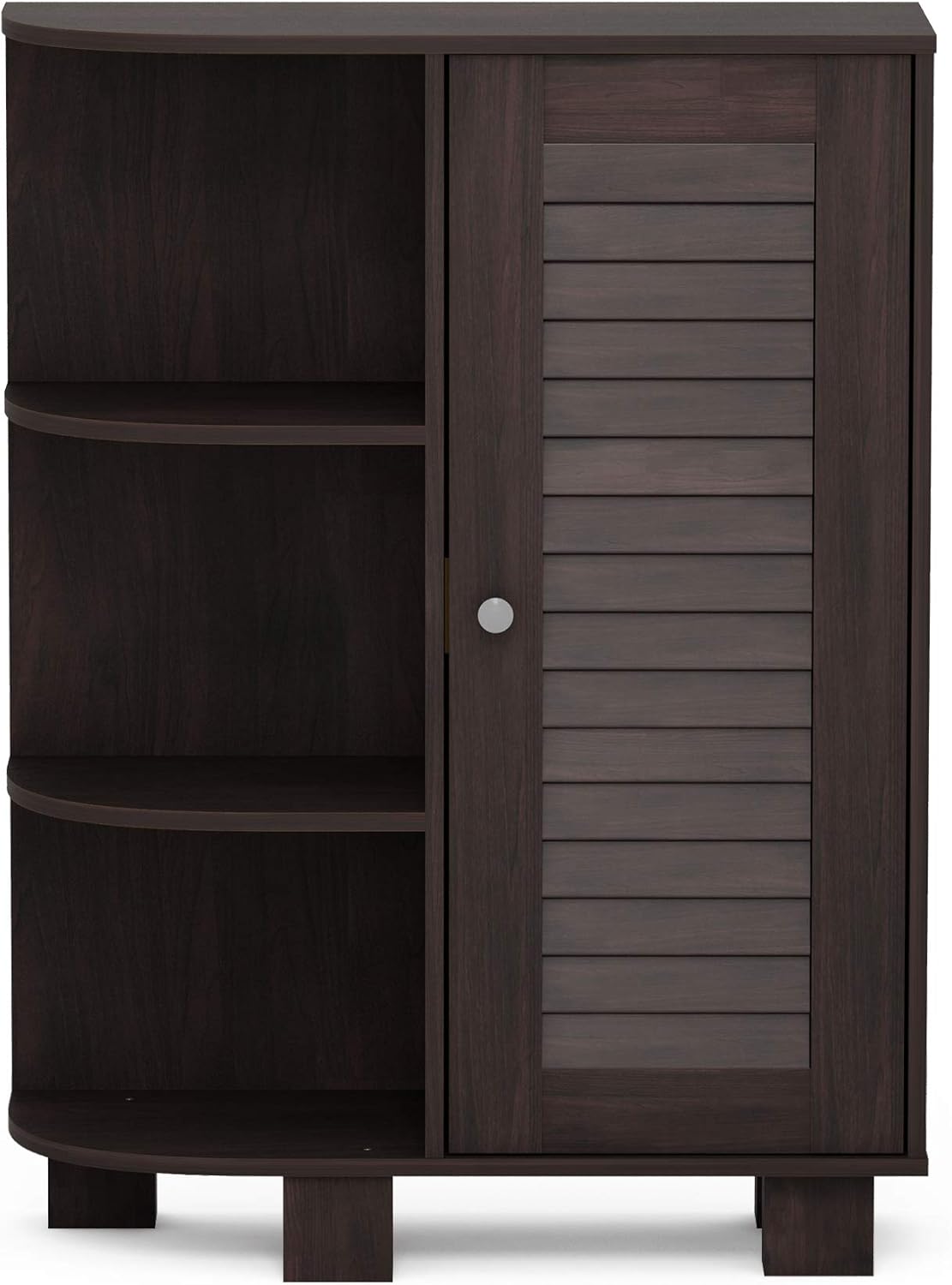 White Storage Shelf Cabinet with Louver Door S70839
