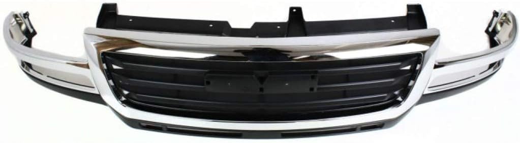 Chrome Shell Painted Black Insert Grille Assembly for 2007 GMC Sierra 2500 HD 3500 Classic O5165