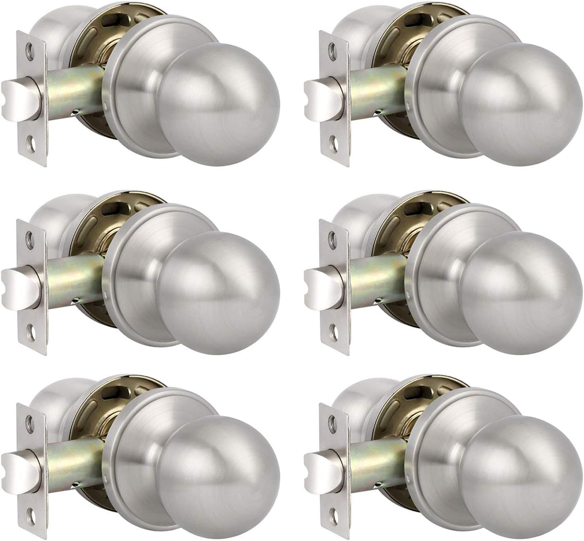 5 Pack Brushed Nickel Passage Door Handles P5080